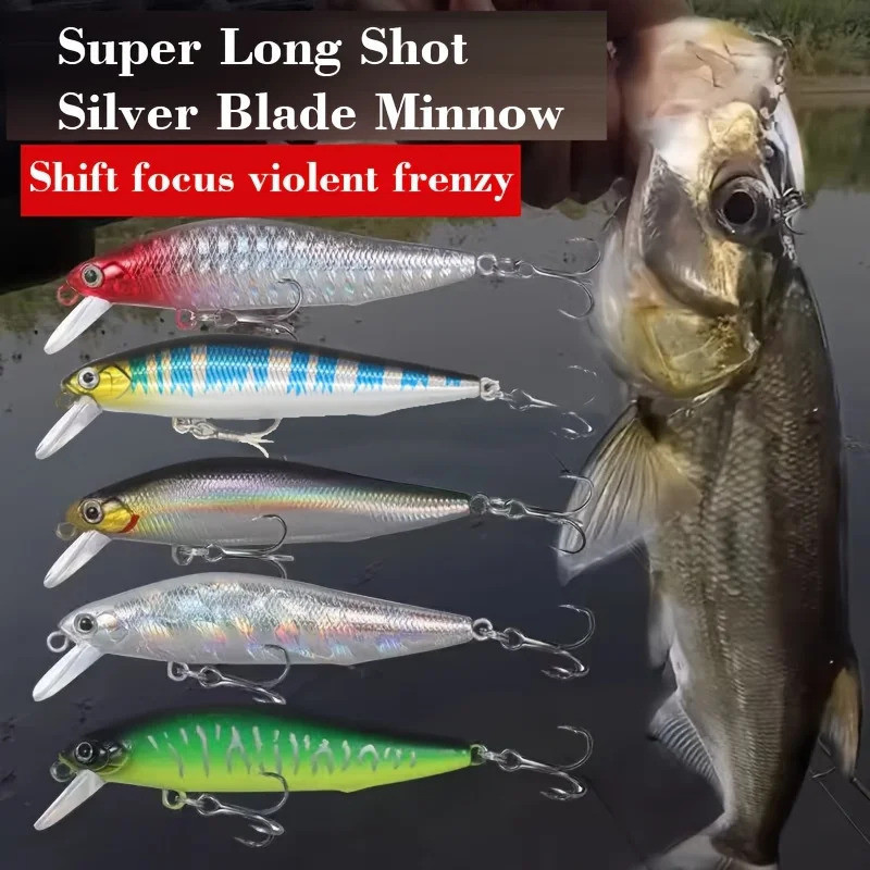 5 Peças/Caixa Isca de Pesca Minnow de Cauda Longa 10,5cm Isca Rígida Flutuante Artificial Wobbler Crankbait Olho 3D para