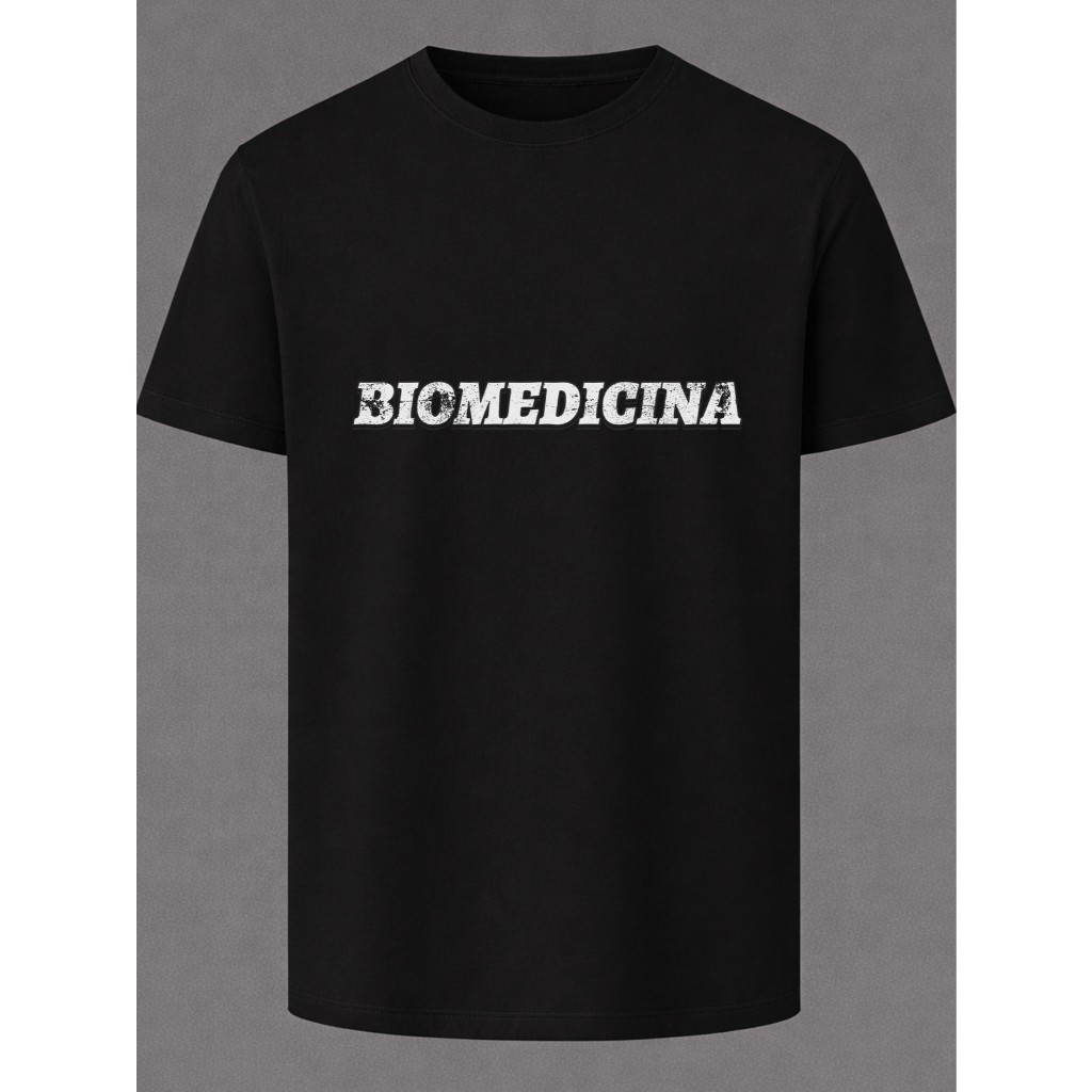 camisa Camiseta Biomedicina Masculina Unissex Fonte Vintage Urbana College Faculdade 100% Algodão Premium