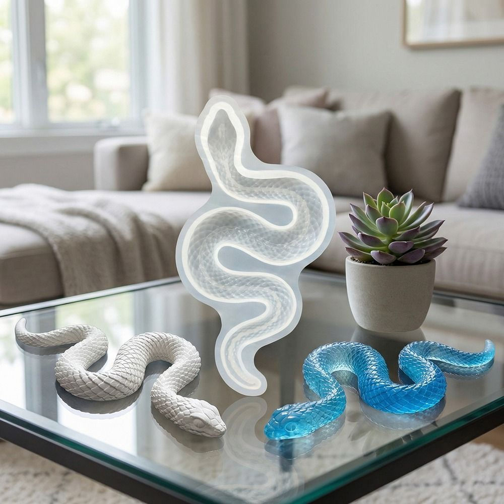 Molde de Cobra 3D, Moldes de Silicone em Forma de Cobra Grande, Superfície Lisa Molde de disco para escultura de cobra