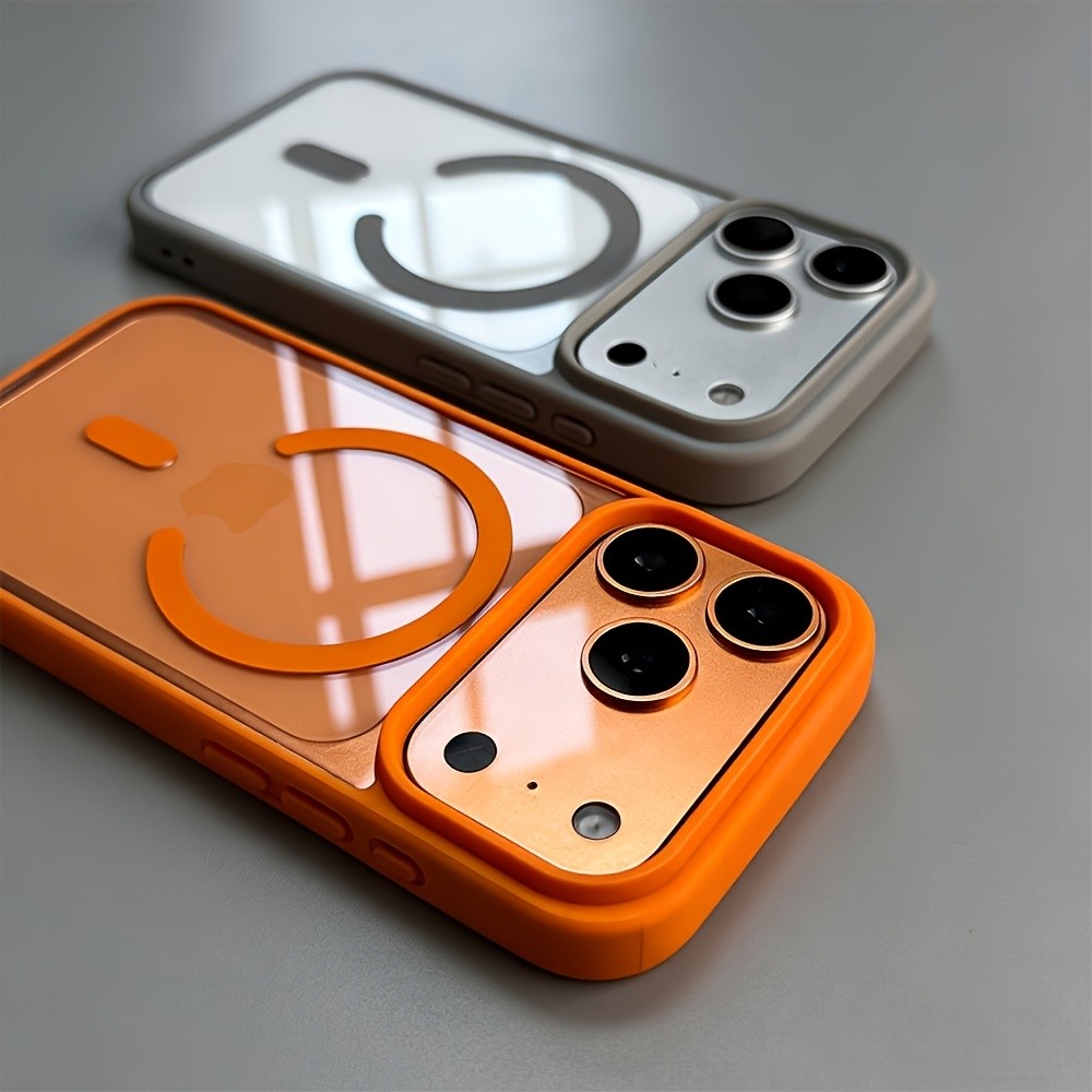 Luxuosa Capa De Telefone Magnética Transparente De Carregamento Sem Fio , Compatível Com Iphone 17 16 15 14 13 Pro Max P
