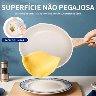 Frigideira Premium Granito Antiaderente Fundo Profundo Cabo Amadeirado 28cm e 30cm em Oferta na Shopee