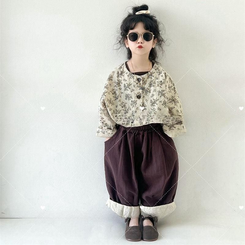 Roupas florais moda algodão linho meninas manga comprida topo doce quebrado Mori moda coreano Retro japonês terno de dua