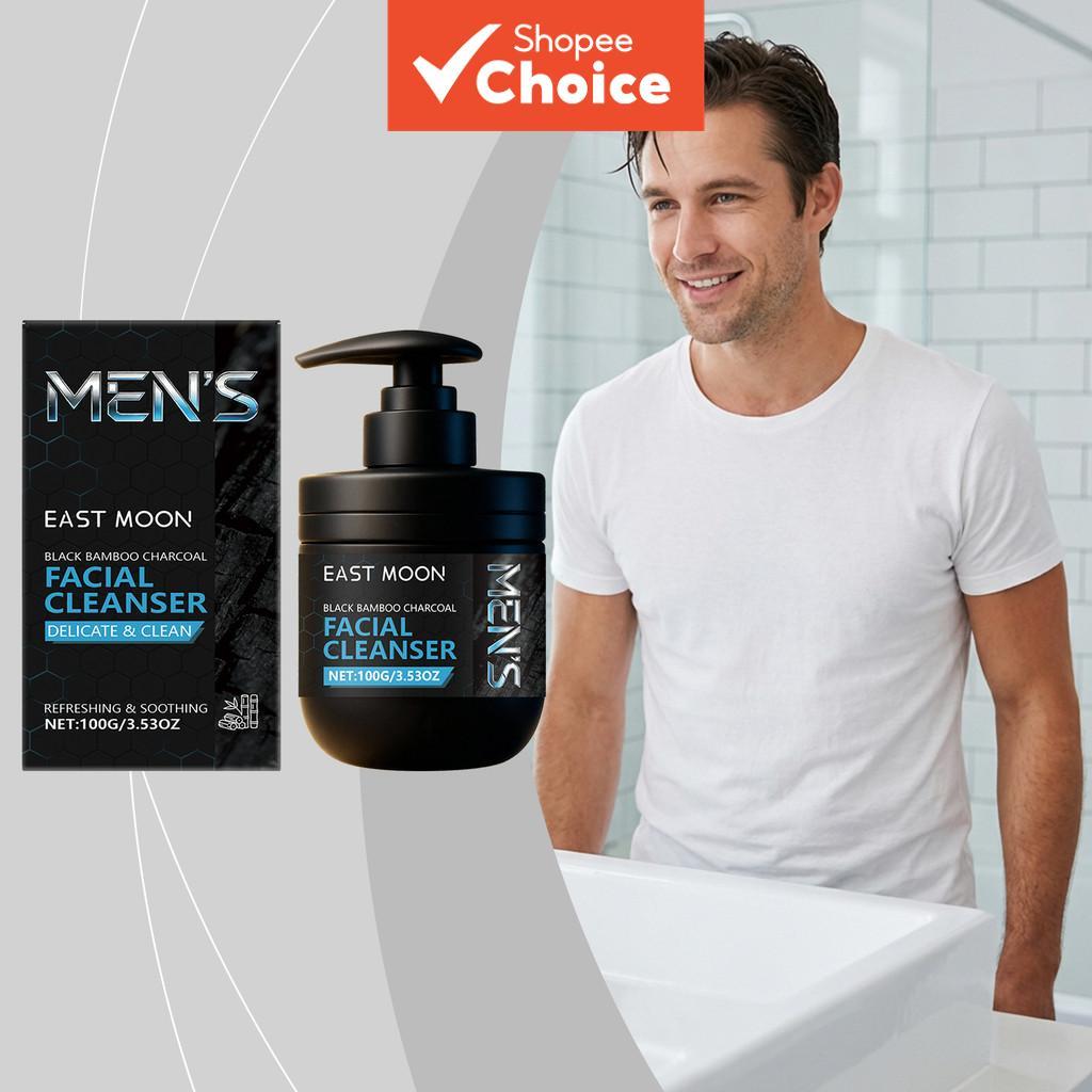 Carvão Ativado e Extrato de Polygonatum Odoratum - Gel de Limpeza Facial Masculino para Limpeza Profunda, Sem Resíduos