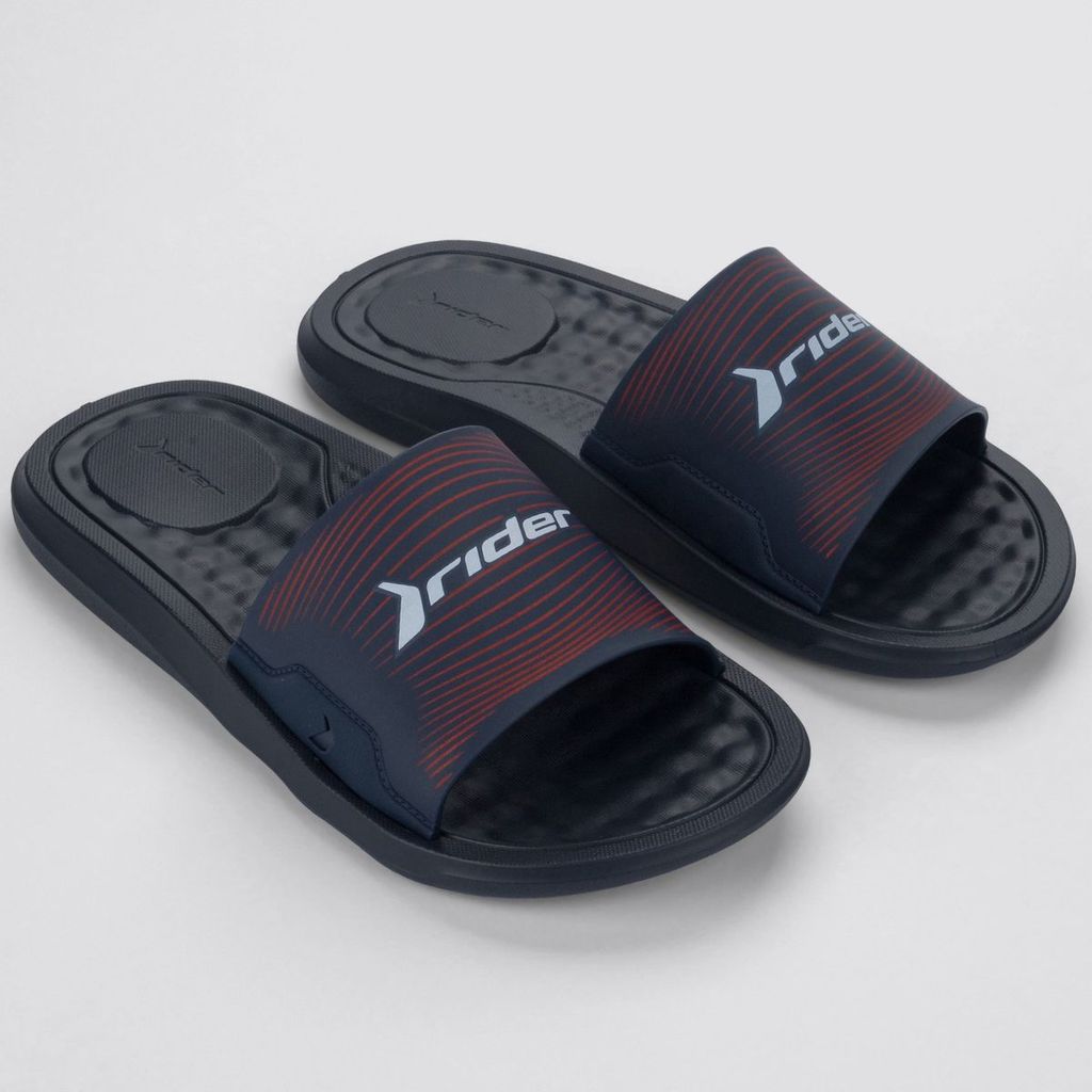 Chinelo Slide Rider Step Masculino - Marinho e Vermelho