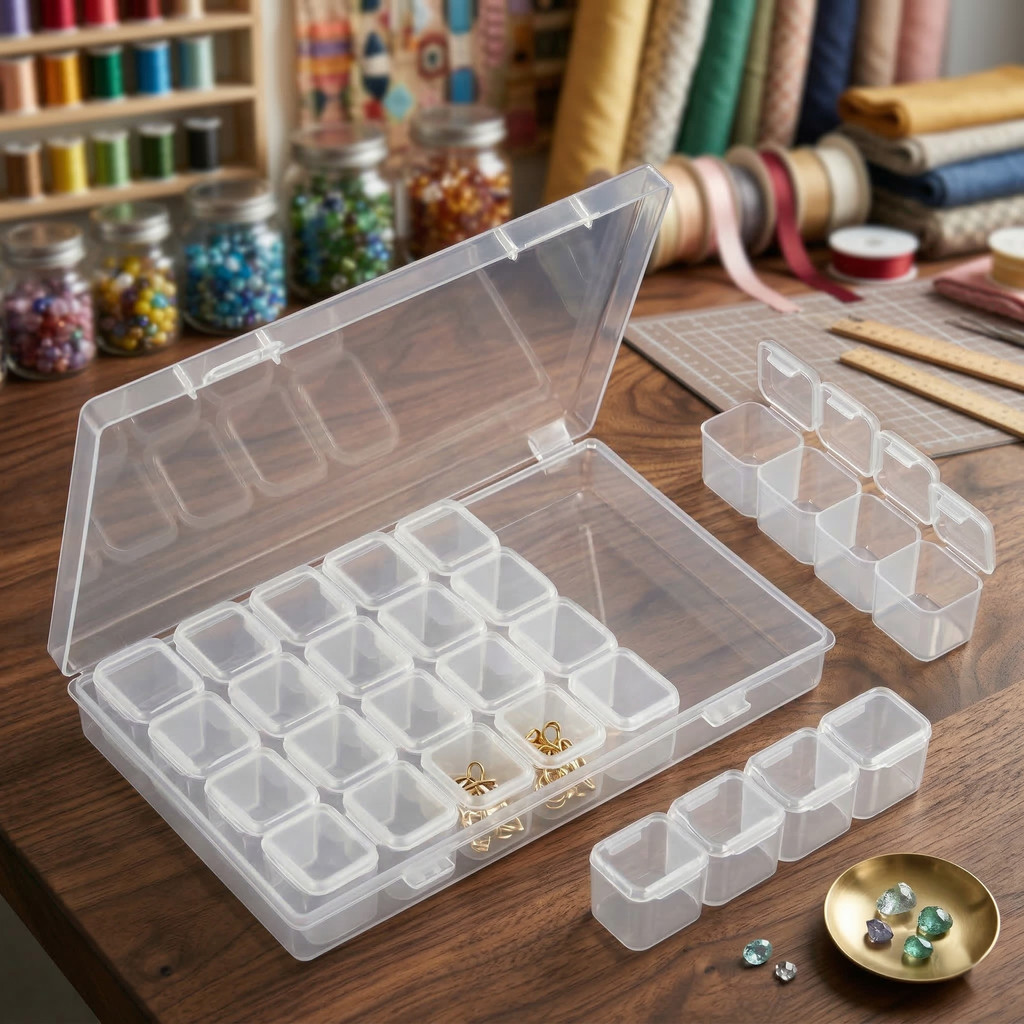 Caixa Organizadora Estojo 28 Divisórias 17.5x11x3cm Transparente