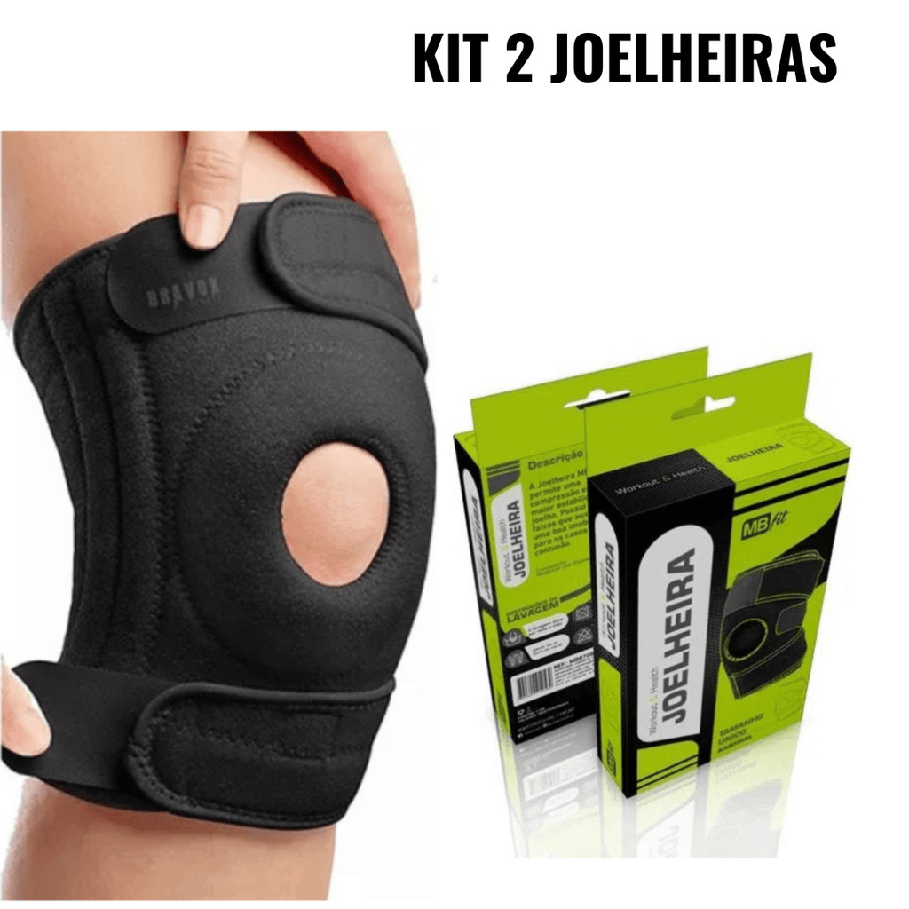 Par de joelheira articulada ajustável neoprene reforçada treino, crossfit, exercícios