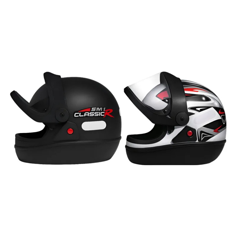 Kit 2 Capacete Moto San Marino Taurus Automátic Preto Fosco e Branco