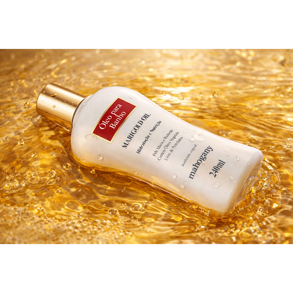 Óleo para Banho Marigold Mahogany 240ml – Hidratação Intensa e Fragrância Floral Suave