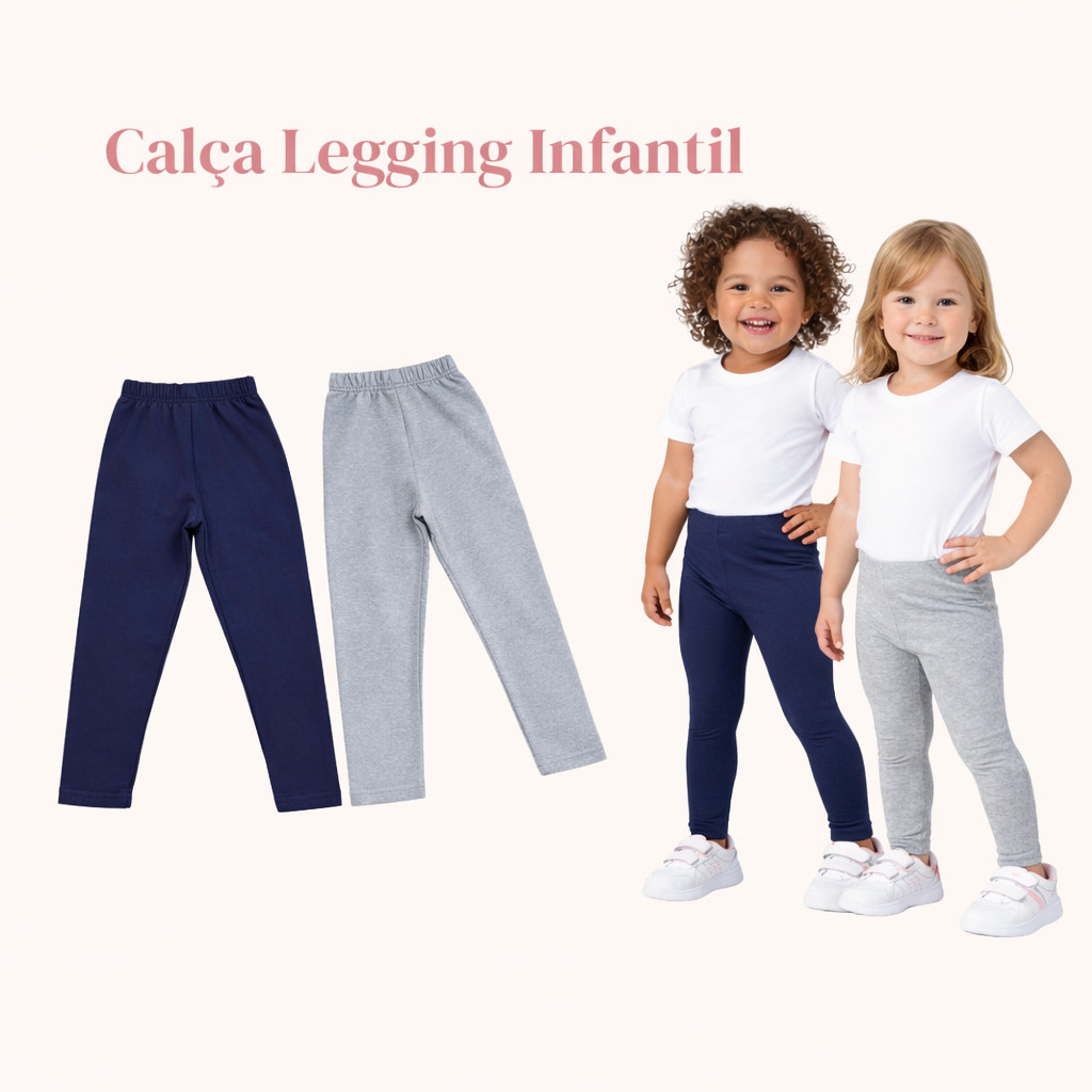 2 Calça Legging Infantil Escolar  Passeios e Lazer Menina Cotton Macia
