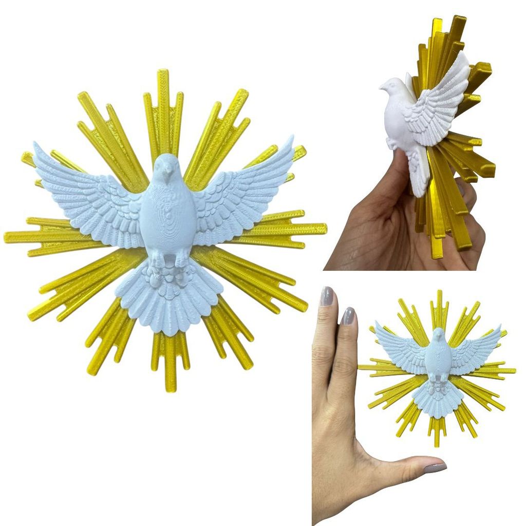 Divino Espírito Santo 3D Branco Decorativo | Aplique Religioso Católico para Artesanato Lembrancinha Batizado Oratório D
