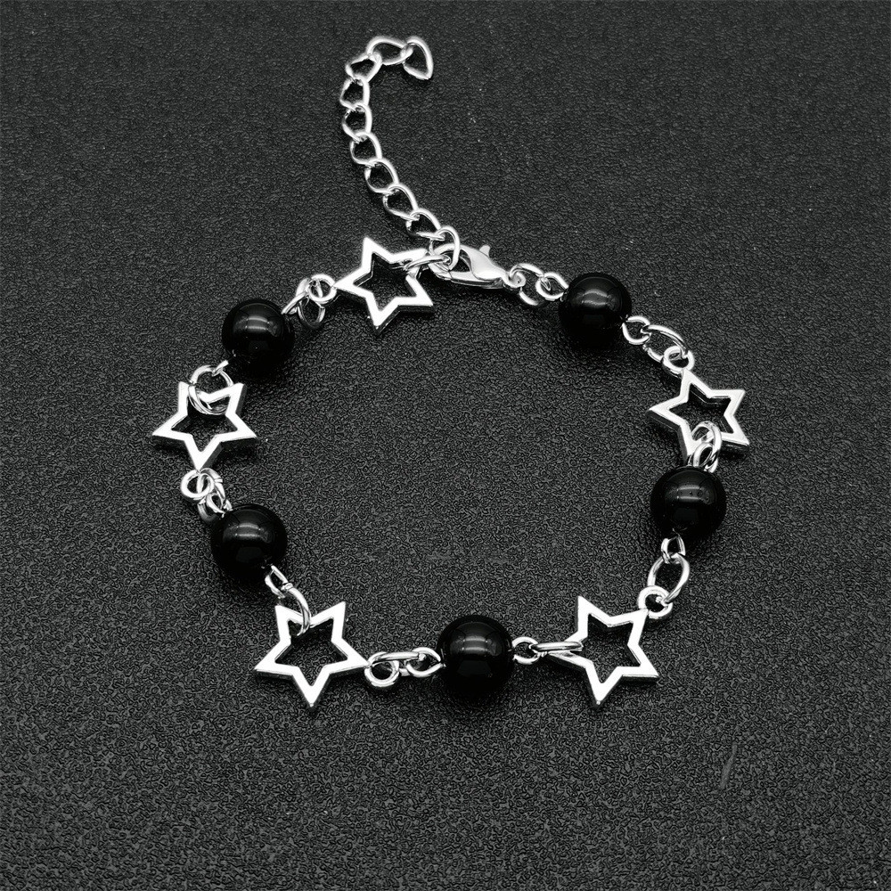 Pulseira oca de estrela de cinco pontas, joia de colar simples e elegante de imitação de pérola, adequada para combinaçã
