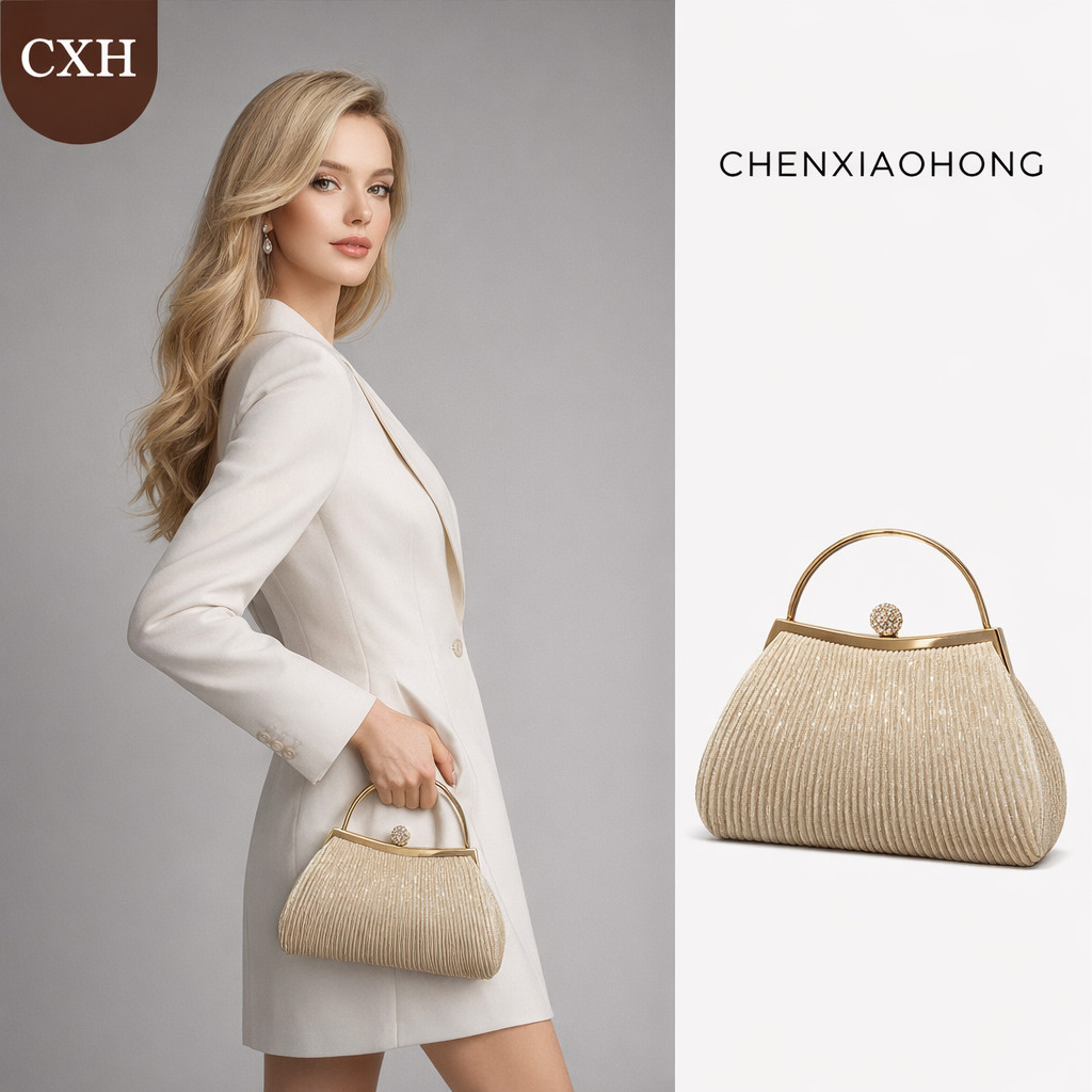 Bolsa de Festa/Casamento Chen Xiaohong, Bolsa de Noite Plissada, Bolsa de Mão, de Ombro, Transversal,