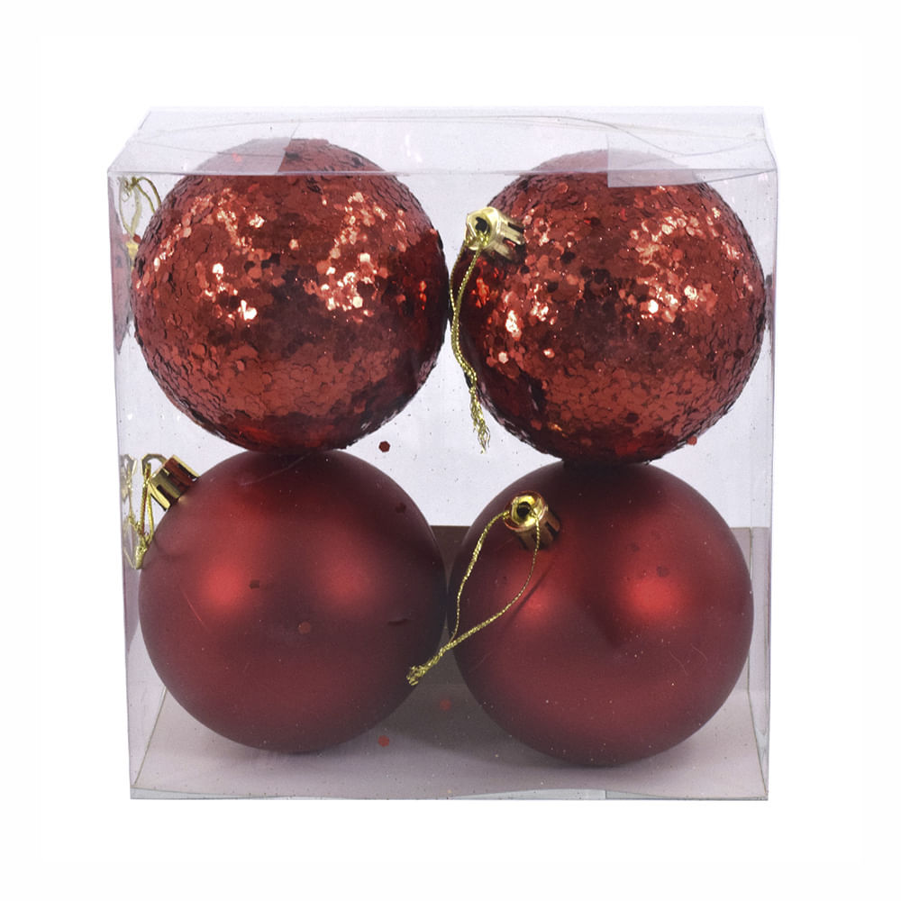 Kit Bola Natal Le 8cm Vermelho com 4 Unidades em Oferta na Shopee