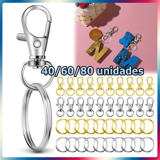 Kit 40/60/80 32mm Chaveiros de metal fechos tipo boca de peixe fechos para acessórios pendentes para artesanato DIY