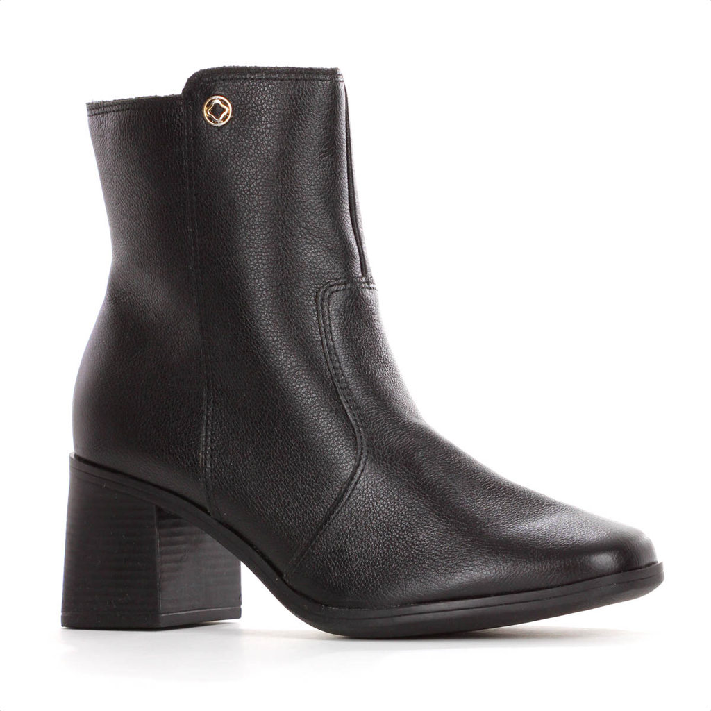 Bota Bebecê Couro Clássica Bico Quadrado Preto - Feminino