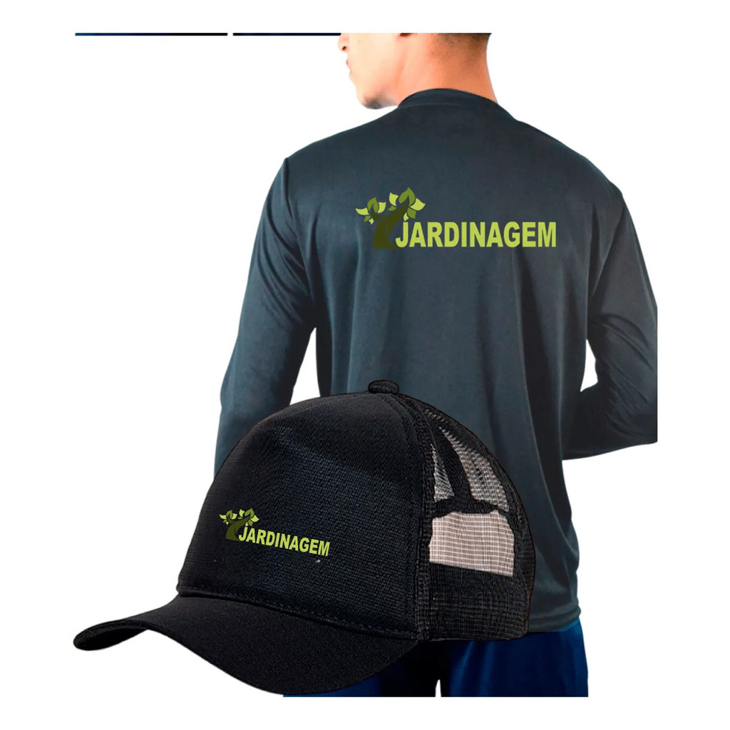 Kit Camiseta Com Boné Para Jardineiro Uniforme Jardinagem