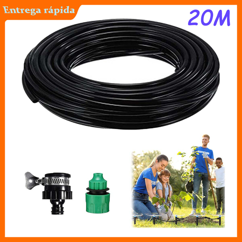20 m, 4/7 Mangueira de irrigação por gotejamento de jardim PVC paisagem verde sistema de irrigação em vaso tubo