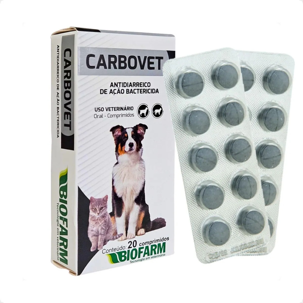 Carbovet Caixa 20 Comp - Antidiarreico Biofarm Cães Gatos em Oferta na Shopee