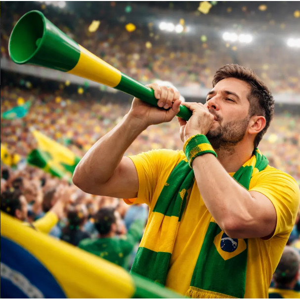 Corneta Cilíndrica Rio de Ouro – Verde e Amarelo com Bandeira do Brasil