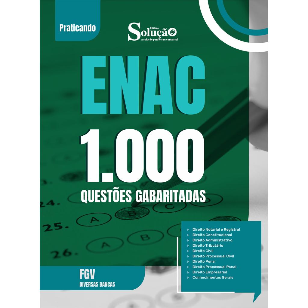 Caderno de Questões ENAC - Exame Nacional dos Cartórios - 1000 Questões Gabaritadas