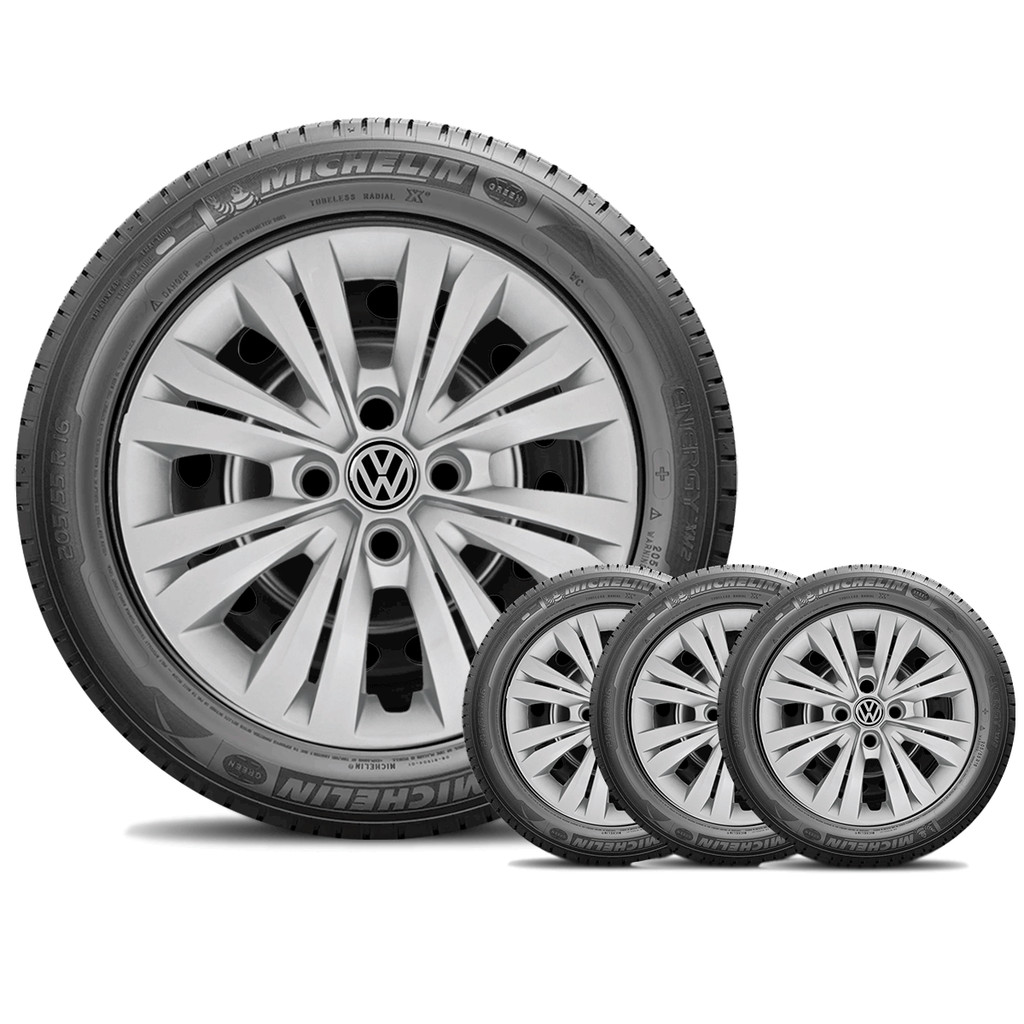 Jogo 4 Calotas Aro 13 Volks Gol Saveiro Voyage Prata CL10086PN (Emb Volks)