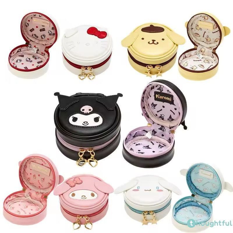 Carteiras Fofas Hello Kitty Kawaii, Sanrio My Melody, Kuromi Cinnnamoroll Pudding, Caixa De Joias Redonda Para em Oferta na Shopee