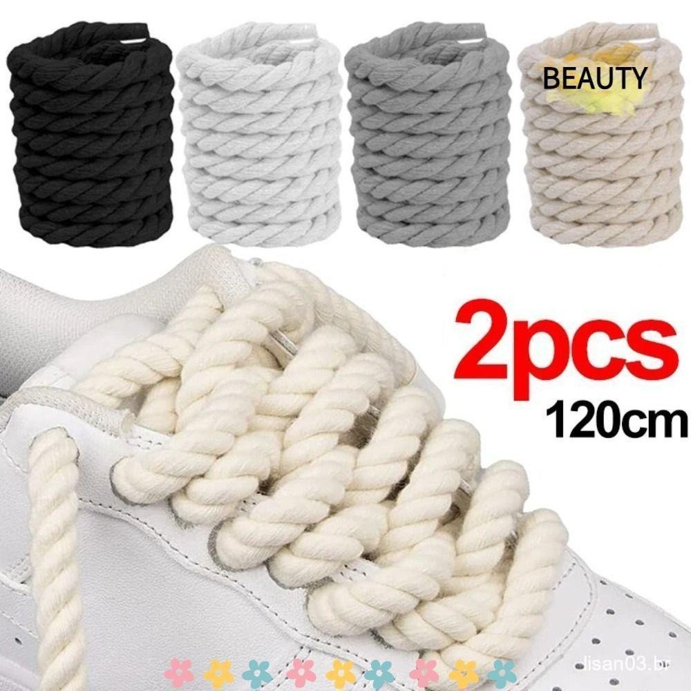 BEAU 2 Peças De Cadarços De Cor Sólida , Corda Grossa Redondos De Alta Qualidade Ousados De Algodão De Poliéster De 10 C