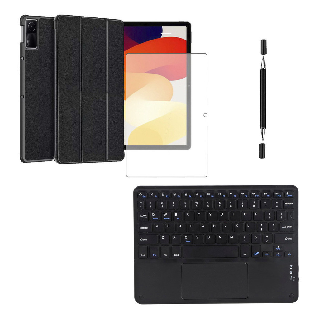 Capa Smart+ Película+ Caneta+ Teclado Para Redmi Pad Se 11 Polegadas Kit Completão