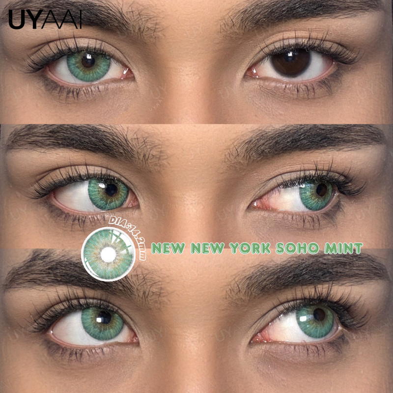 UYAAI 2026 Venda Quente Estilo Verde Marrom/Cinza Lente De Contato Colorida 1 Par Anual Série Love Story 14.2mm Maquiage