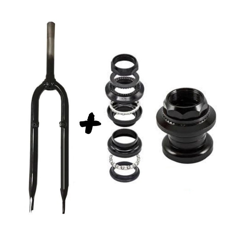 Garfo Dianteiro Para Bicicleta MTB Aro 26 Em Aço Carbono Com Caixa De Direção Inclusa