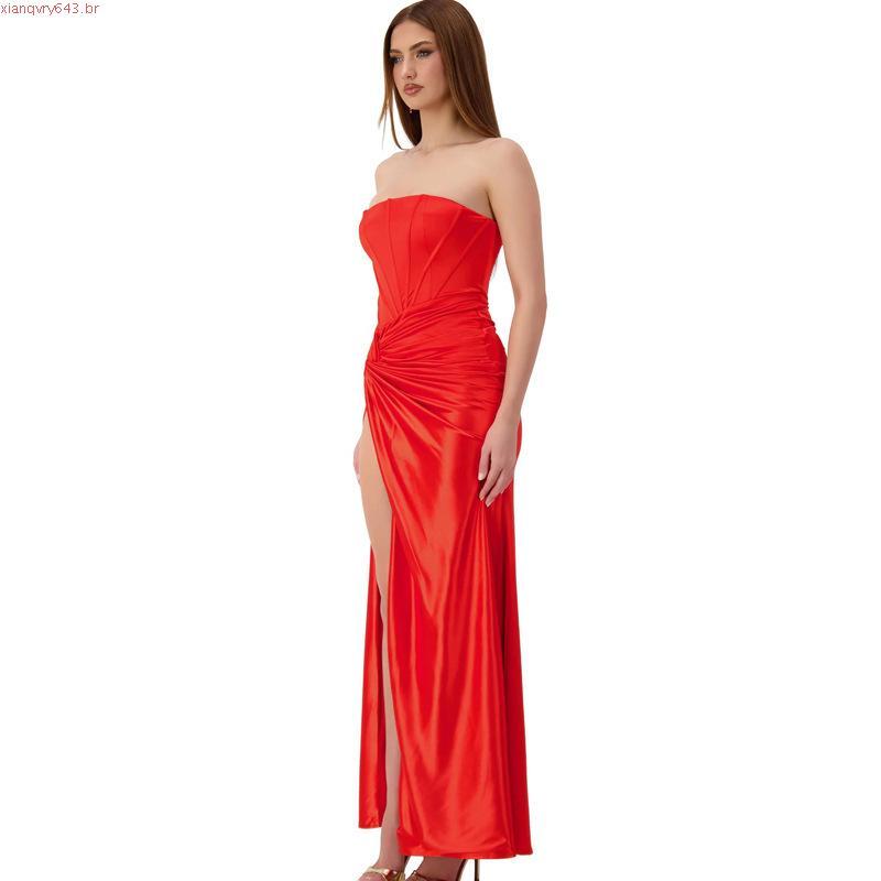 Vestido Feminino de Festa Longo Tomara que Caia Sereia Brilhante Glamour Casamento Formatura