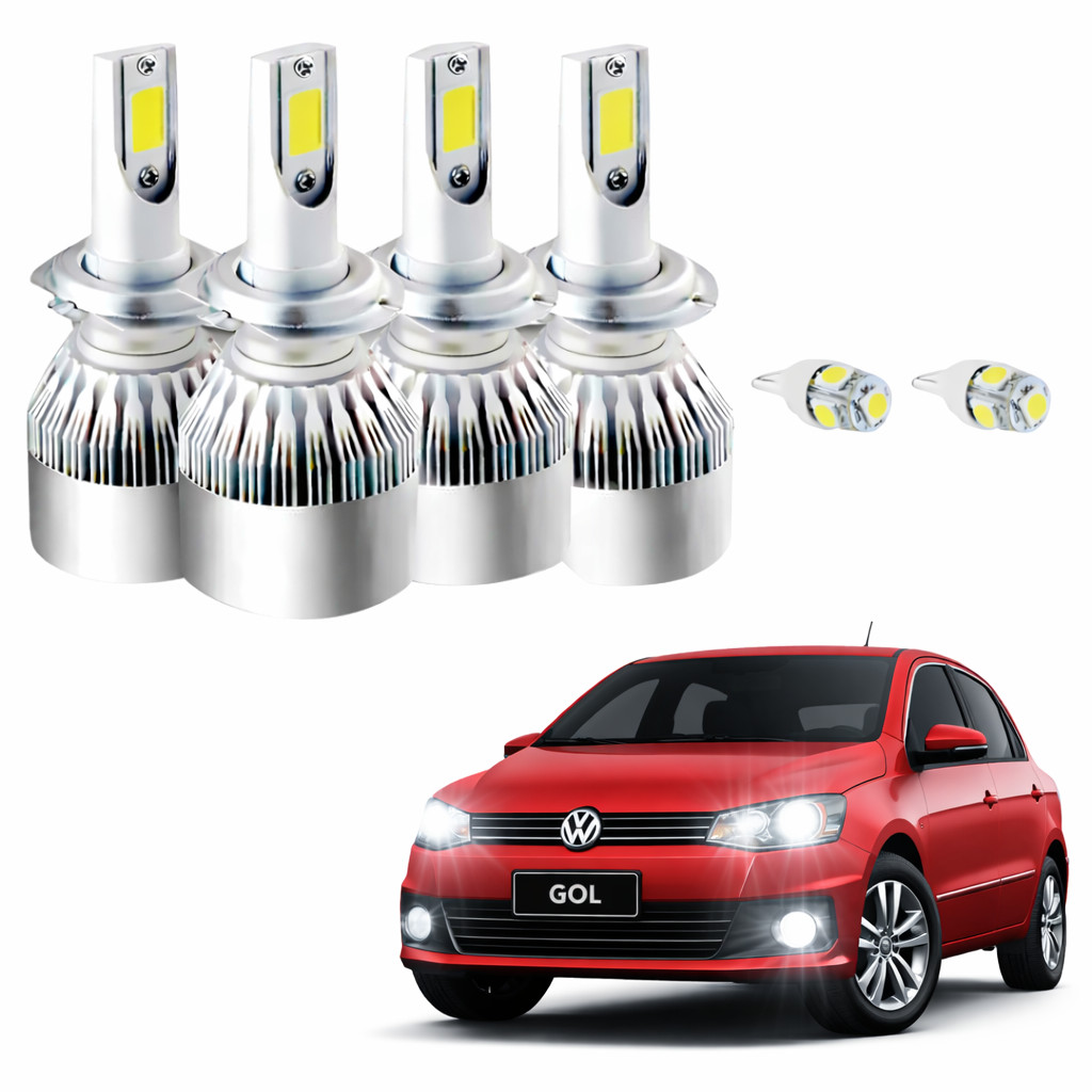 Kit 2 Par Lampadas Farol Baixo H7 Alto H1 + T10 Super Led em Oferta na Shopee