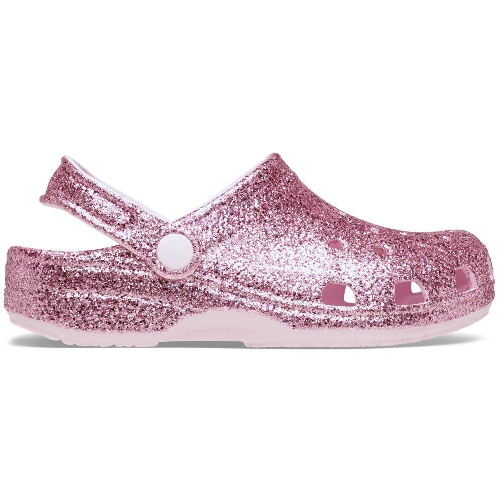 Sandália Crocs Classic Chunky Glitter Clog K Pink Milk