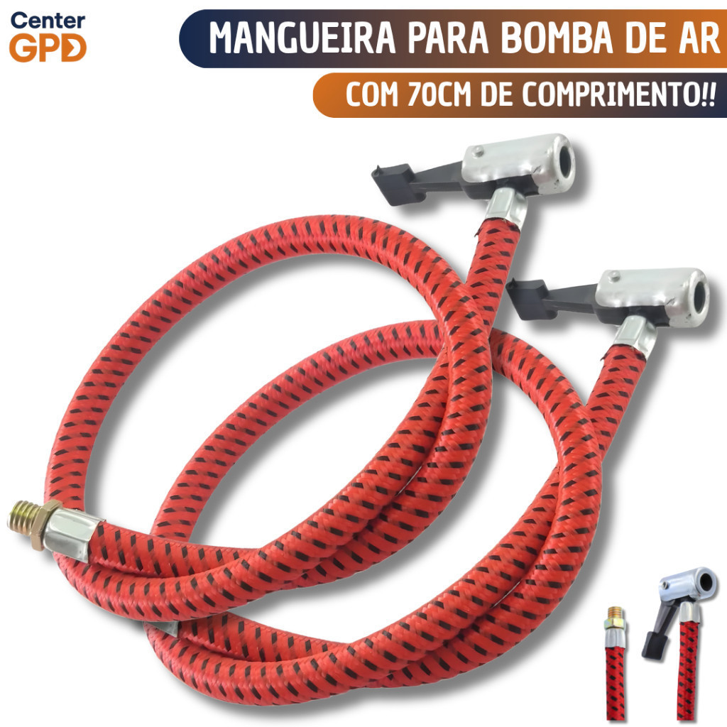 Kit 2 Mangueira Para Bomba De Ar Bico Enche Pneu 70cm Padrão Resistente Encher Bola