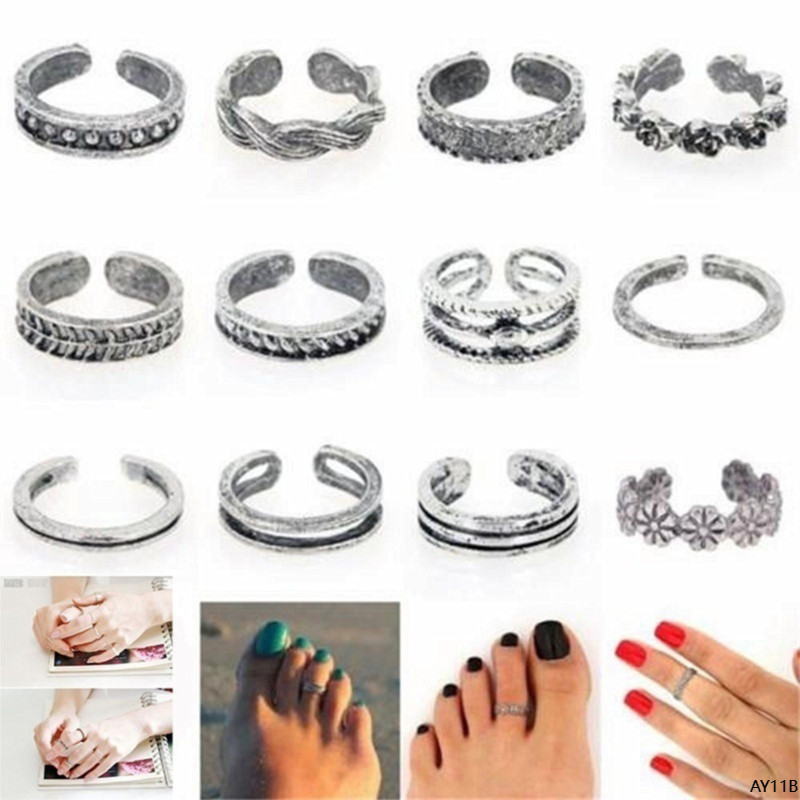 Conjunto De Anel De Dedo Do Pé Ajustável AY11B-24 Peças – Design Elegante Aberto Para Ajuste Confortável Perfeito Mulher