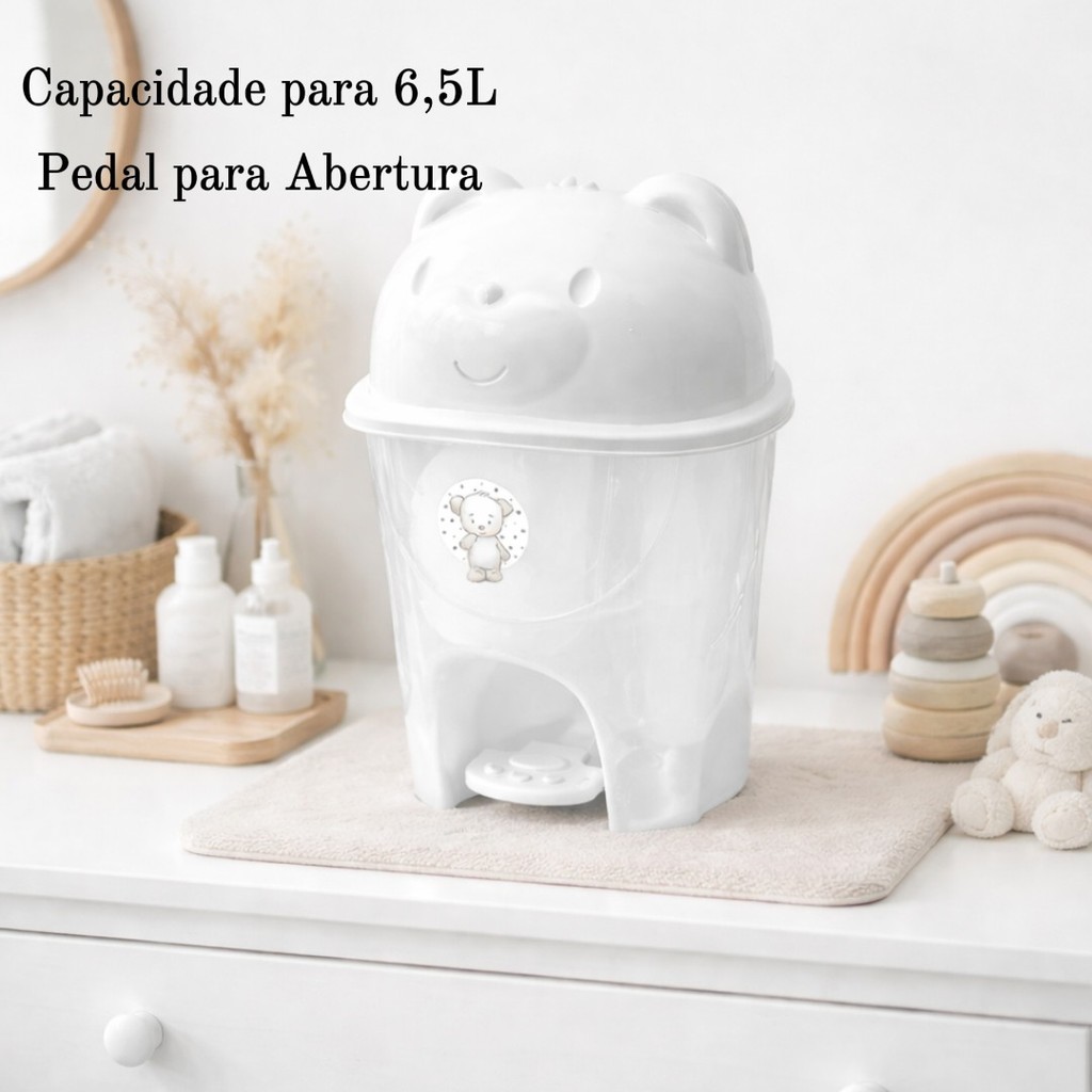 Lixeira Adoleta Com Pedal Fofura Transparente 6,5 Litros