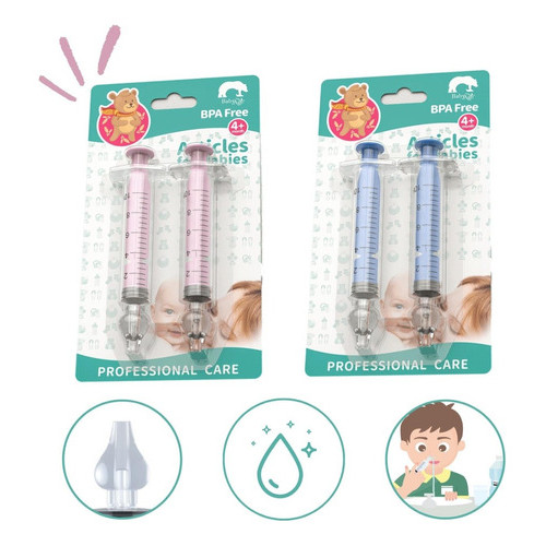 Seringa Lavagem Nasal Infantil Bico Silicone Macio Kit 02 Bebê Limpeza Nariz Reutilizável Irrigador Seguro Higiênico