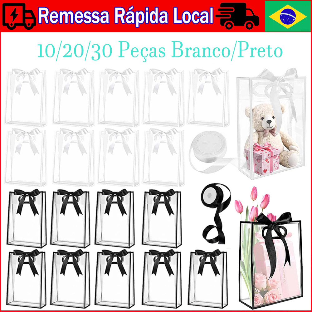 15 x 24 x 8 cm, 10/20/30 Peças sacos de guloseimas reutilizáveis com fitas, saco de embrulho de presente para casamento