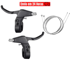 Par Manetes De Freio Bike Bicicletas Nylon V-Brake Com Regulagem Cabos de Freio
