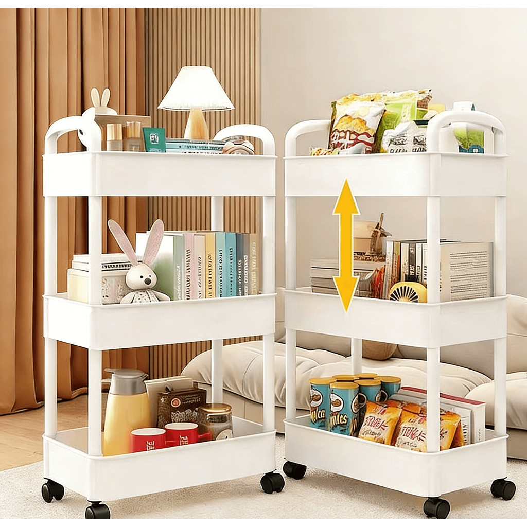 Carrinho Organizador 3 Andares com Rodinhas 360° 40x30x76cm | Estante Multiuso para Banheiro, Cozinha e Lavanderia