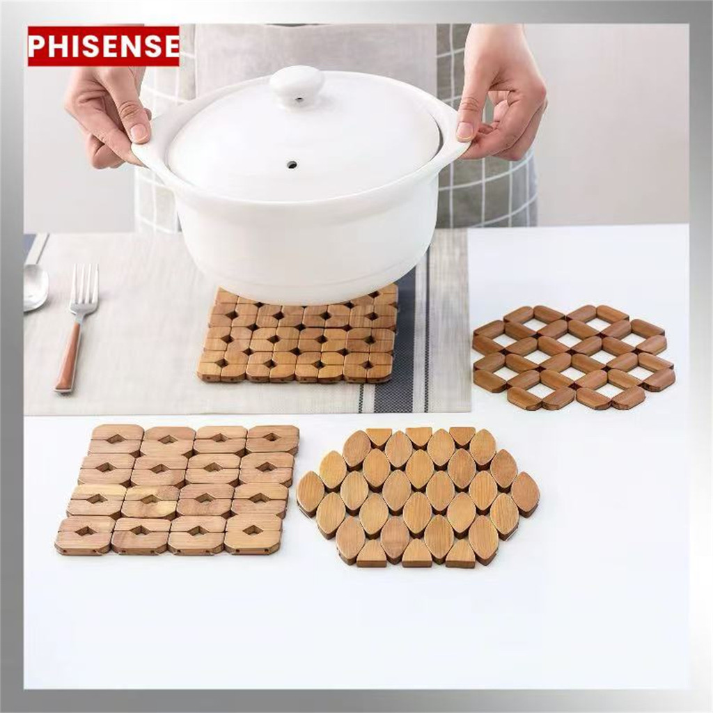 Kit 4-8 Peças Porta Panela Bambu Resistente ao Calor Multiuso Decorativo Casa Cozinha Mesa Posta