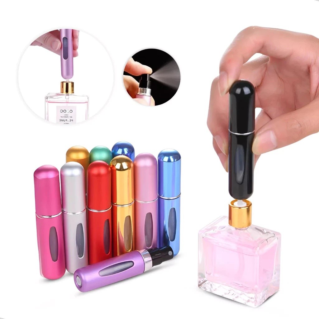 Escolha: 1 Unidade ou Kits (3, 5, 10 Peças) Atacado-Porta Perfume 5ml Recarregável Spray de Bolso em Oferta na Shopee