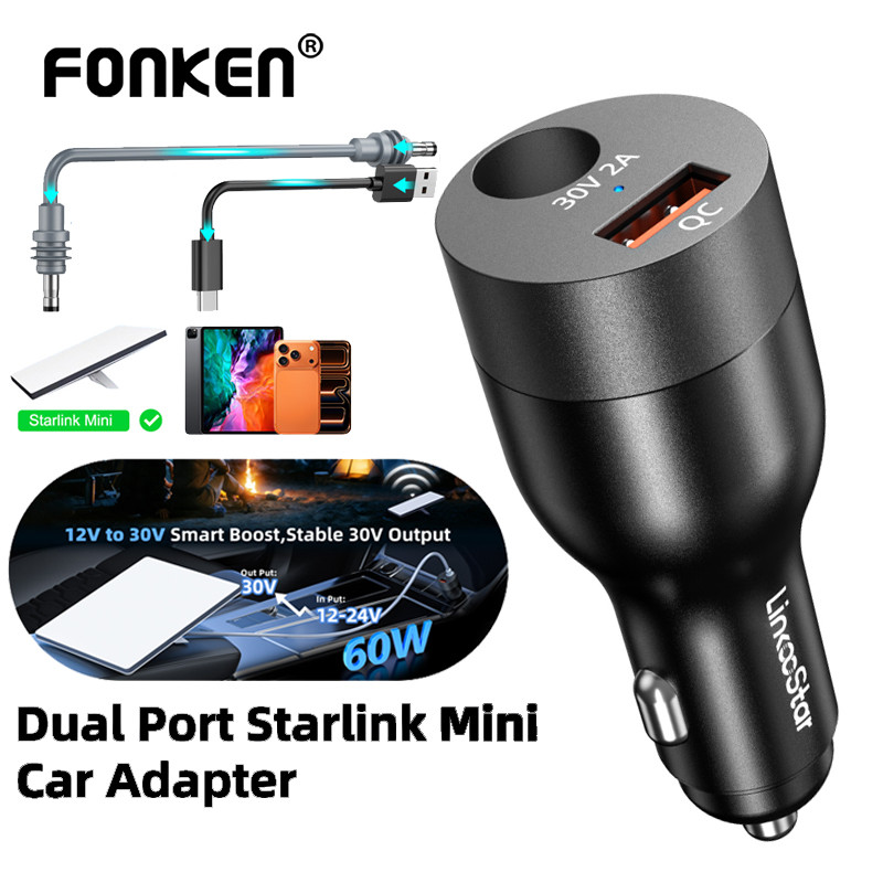 Starlink Mini Carregador De Carro 12V-24V A 30V DC + USB-Step Up Conversor Adaptador Suporte Oficial 50M Para RV/Barco/R em Oferta na Shopee