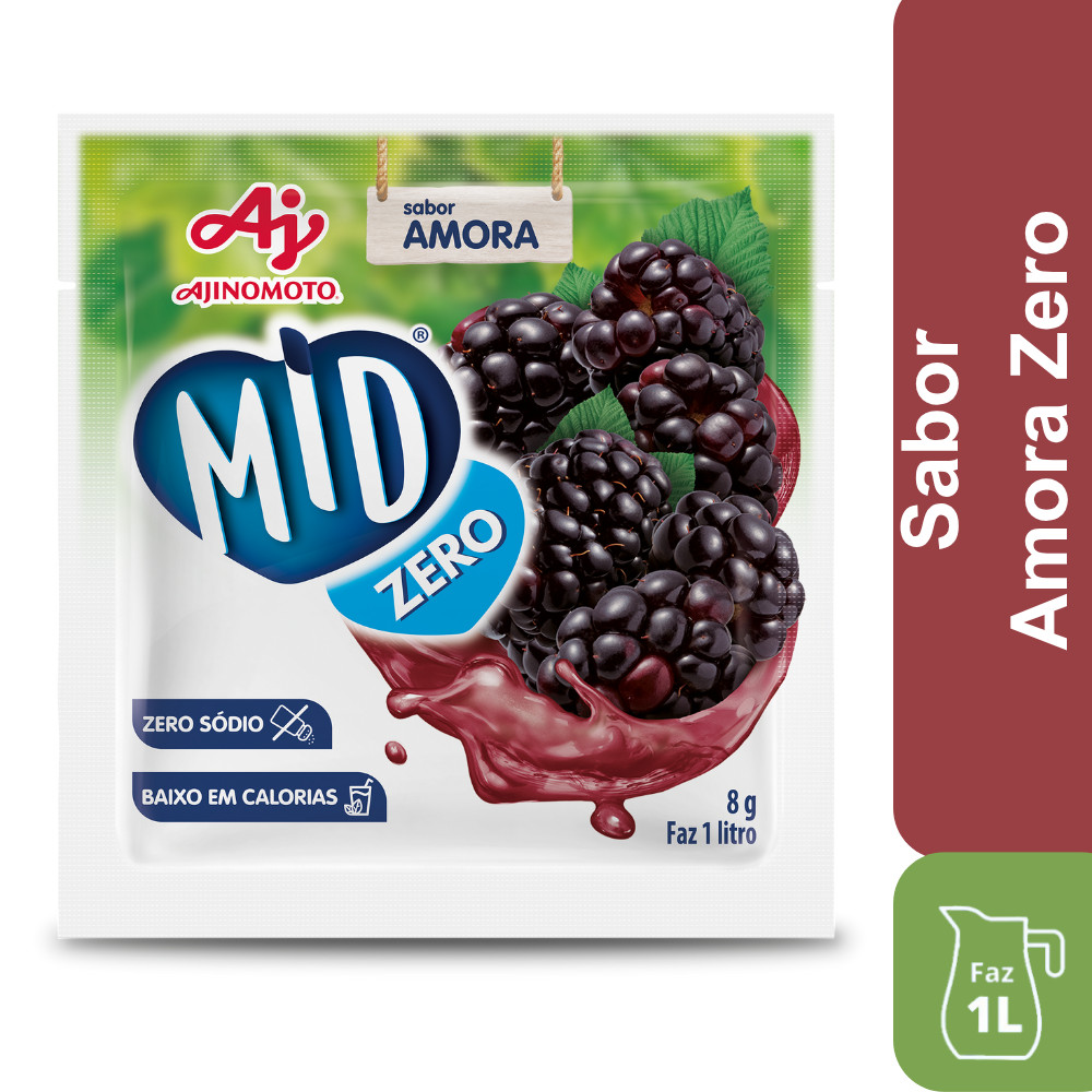 Kit Refresco em Pó MID® Zero Sabor Amora Com 5 Unidades de 8g em Oferta na Shopee