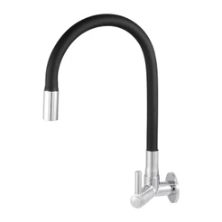 Torneira 1170 ABS Parede 1/4 de Volta Cano Flexível Black