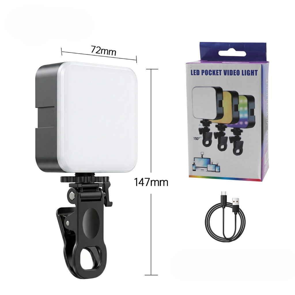 Luz LED RGB + 3 Tons Branco (Quente/Neutro/Frio) Recarregável USB-C com Clipe – Encaixável/Modular  yihan