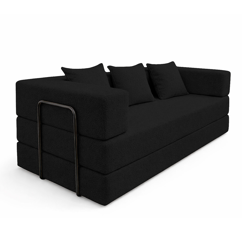 Sofa Cama 2 Lugares Virginia 185cm Boucle Sofa Na Caixa Preto