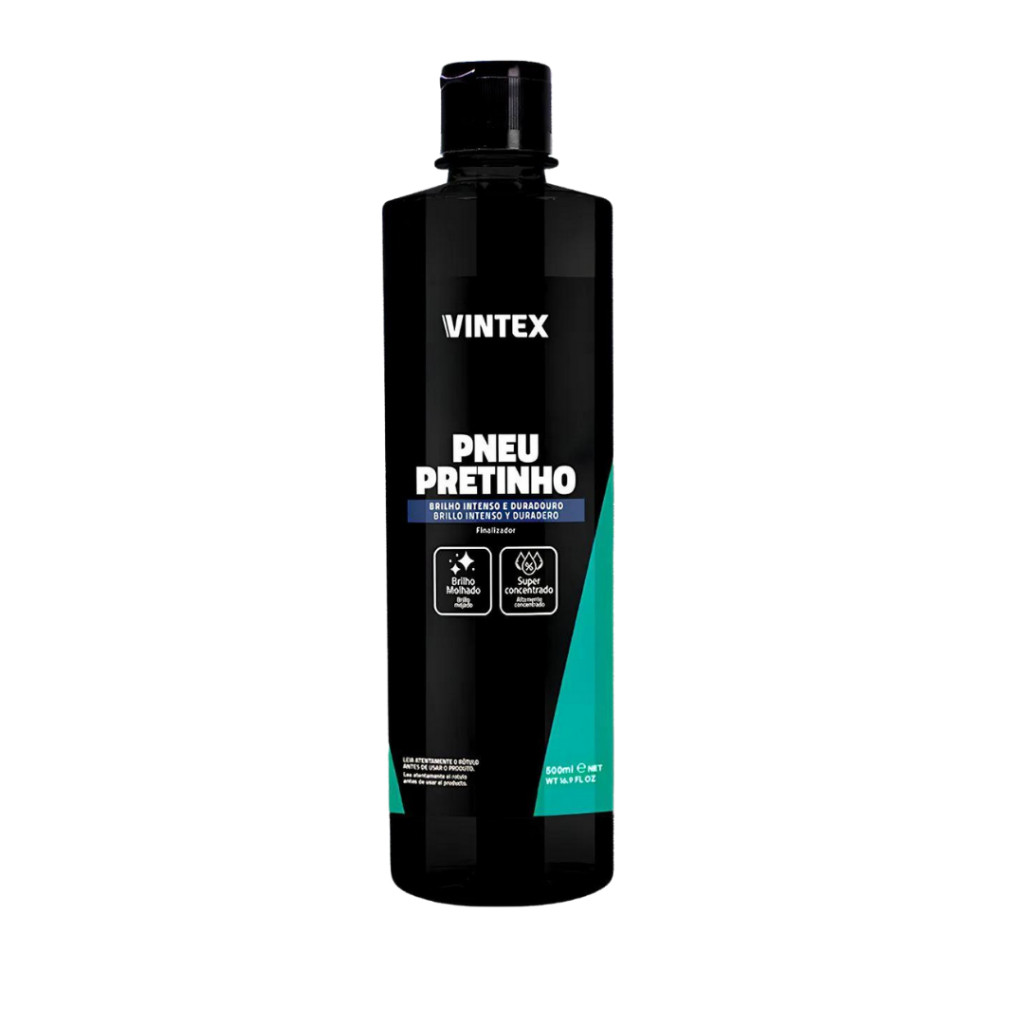 Pneu Pretinho Brilho Intenso Vintexx 500 ml + Pincel de detalhamento