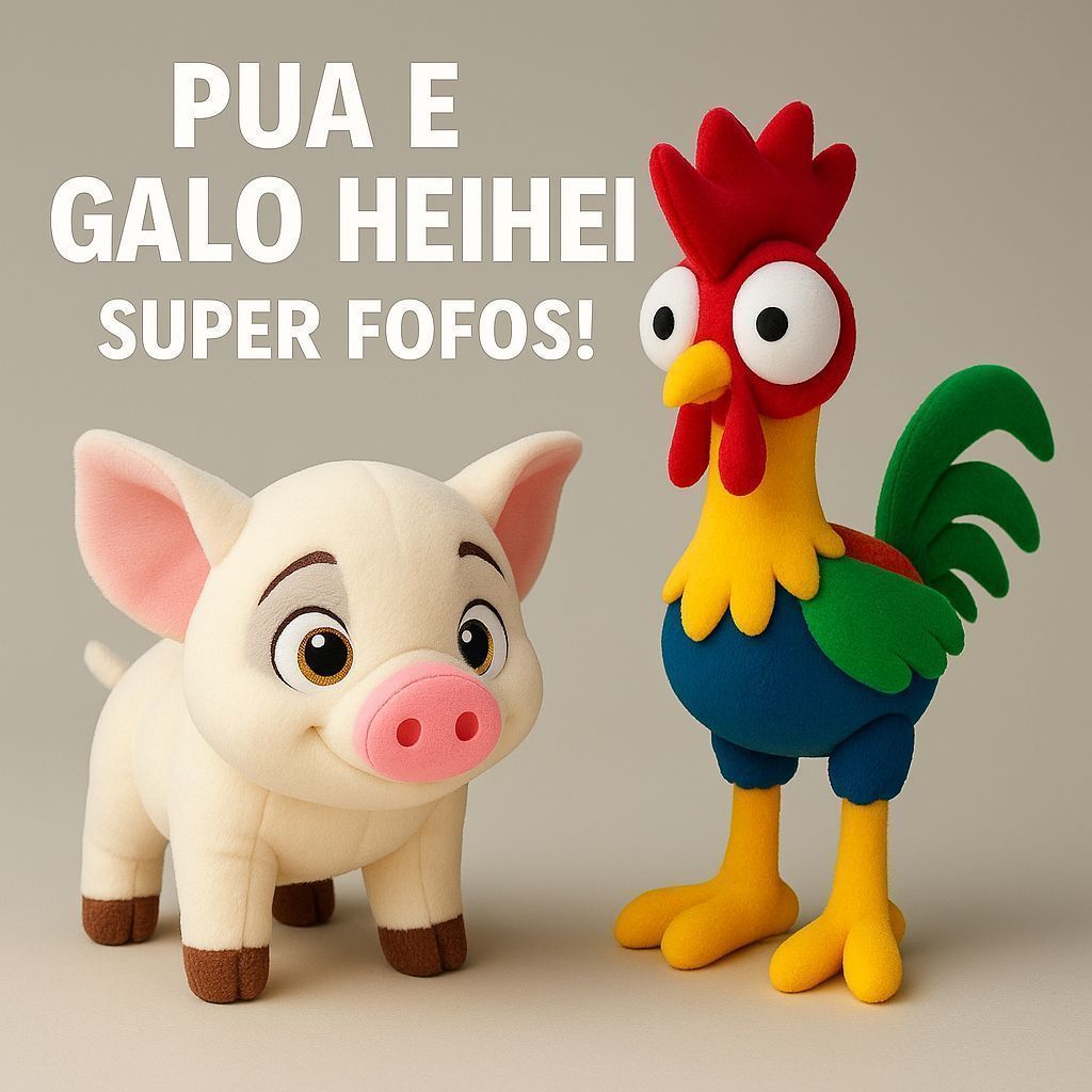 Pelucia HeiHei Galo e Pua Porquinho Moana b Presente Disney Menina Menino Brinquedo Stitch Pelúcia