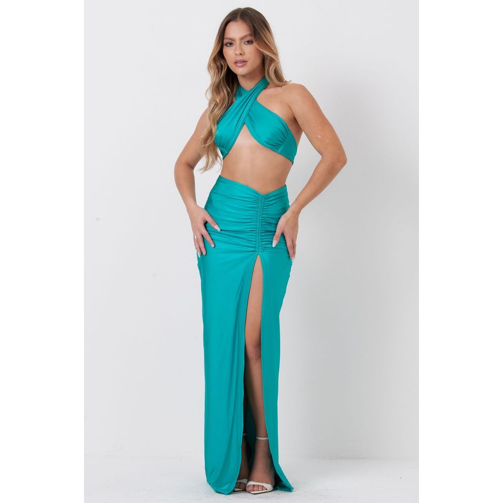 Saia Longa Enseada Com Fenda Planet Girls Verde Médio em Oferta na Shopee